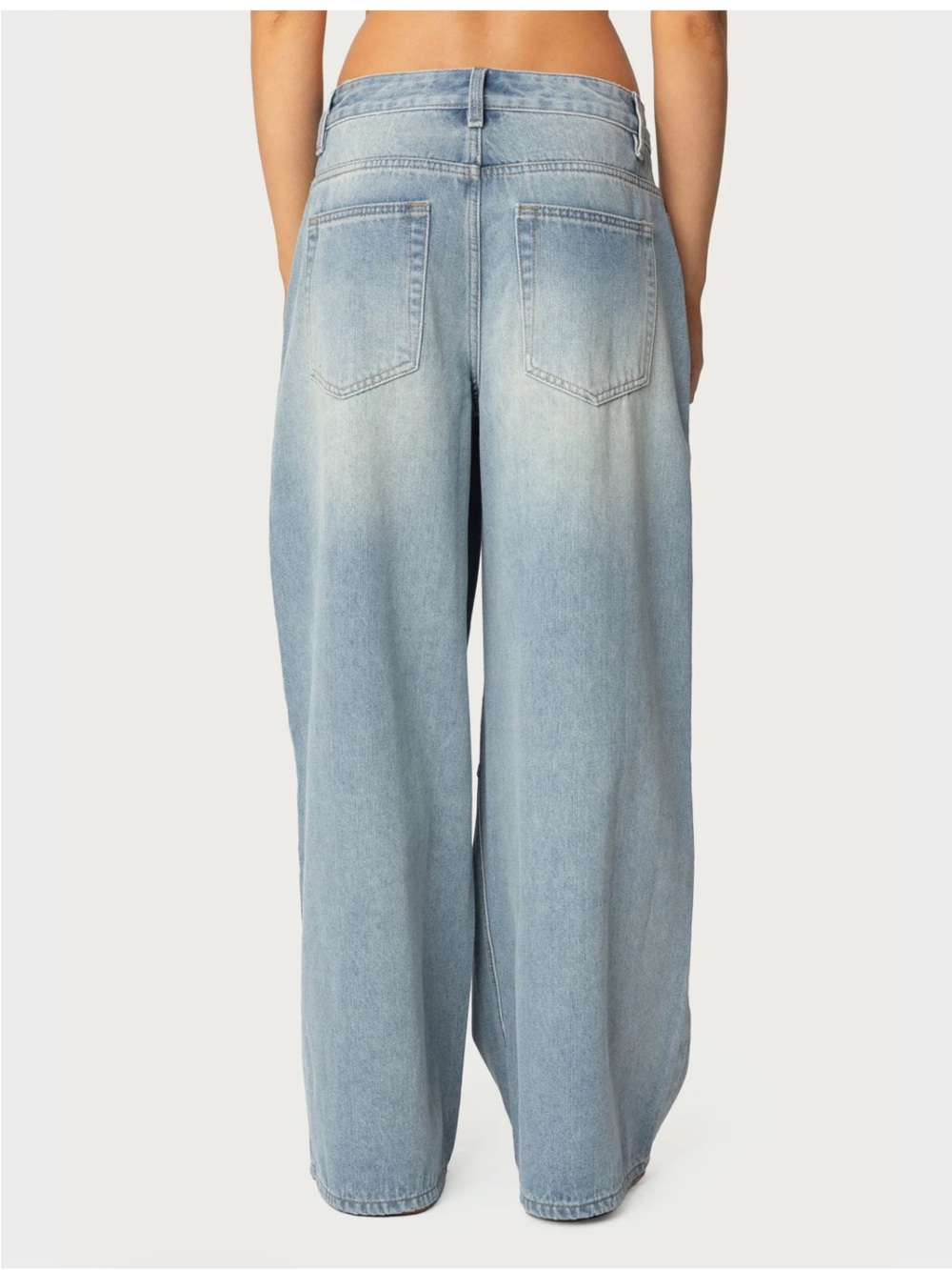 Y2K 🎱 Edikted 🛹 Skater Girl Light Blue Wide Leg low Rise Bag Jeans Small - Picture 2 of 11